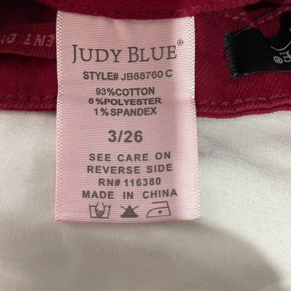 Judy Blue Red Skinny Jeans High Rise Stretch Denim Size 3 26 - Picture 3 of 5